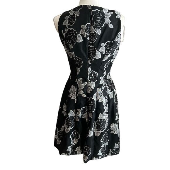 Prabal Gurung Black Floral Jacquard Flare Dress Size 8 - Picture 8 of 9